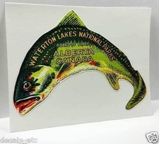 Waterton Lakes Alberta Canada Vintage Style Travel DECAL, Vinyl Sticker, label picture