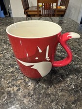 Starbucks 2012 Fox Mug – Tail Handle – Red & White  16 oz  EUC picture