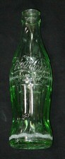 VINTAGE 1963 COCA-COLA EMBOSSED GREEN BOTTLE - 6 1/2 oz- ODD MARKING VON BOTTOM picture