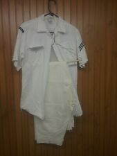 Vintage U.S.S. Prairie Navy White Flare Pants and Sea Farer Shirt picture