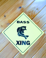 BASS FISH Yellow Crossing Sign Novelty Xing Road Warning Diamond 12x12 picture