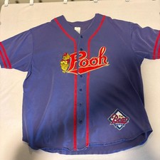 Disney Store Pooh Bear 1966 Baseball Jersey Mens XXL Fits Like XL Purple Shirt picture