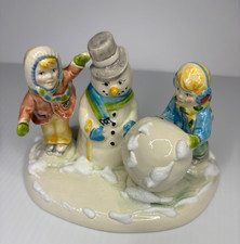 VTG Rare Walter Brockmann Studios Christmas Village Children Snowman Signed picture