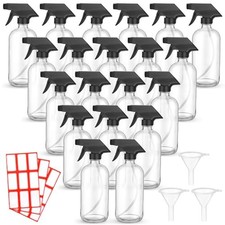 Norme 24 Pcs 8 oz Glass Spray Bottles with Funnels Labels, Clear picture