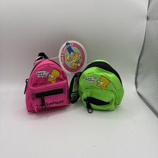 Vintage Simpsons Bart Pink And Green Mini Backpack Keychain 90s Bart Simpson picture