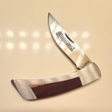 Vintage Gerber Simmental Cattle Folding Pocket Knife Wood Inlay New in Box picture