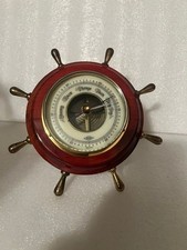 Vintage Atco Nautical Ship Wheel Barometer Made in Germany Brass Wood-#C98 picture