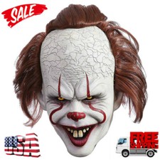 Scary Clown Pennywise IT Full Mask EvilRed Eyes Horror Cosplay Halloween Costume picture
