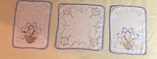 Vintage Hand Embroidered Dollies Set of 3 picture