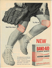 1960 BAND-AID Tin Johnson & Johnson First Aid Vintage Magazine Print Advertising picture