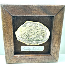 VINTAGE CAPTAIN BUDD IVORY BRITISH CLIPPER SHIP CUTTY SARK FRAMED ARTWORK picture