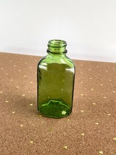 Vintage Emerald Green Glass Medicine Pharmacy Bottle 4in Great Condition Marked picture