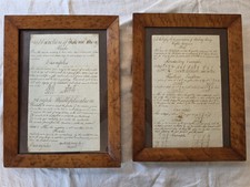 Antique Pair Math Cypher Pages Framed Fine Calligraphy c 1780 picture