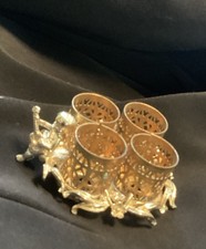 Vintage Brass Lipstick Caddy For Lady’s Dressing Table Ornate Filigree Organizer picture