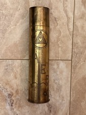 WWI Trench Art Brass Artillery Shell AEF Ammunition Train Company picture