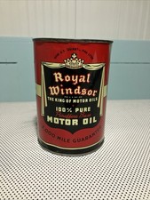Rare 1 Quart ROYAL WINDSOR MOTOR Oil Metal Can Empty Nice Graphics picture