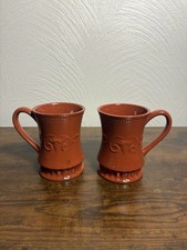 Sapore Vintage MCM coffee mugs Set Of 2 Reddish Orange Coffee Tea Rustic picture
