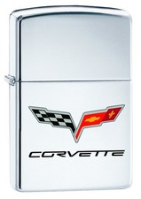 Zippo Chevy Corvette High Polish Chrome Lighter 2028 picture