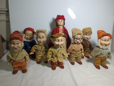 RARE 1938 KNICKERBOCKER Walt Disney Snow White Seven Dwarves set of 8 Dolls picture