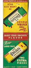 1930'S ADAMS CHICLETS GUM, 5 CENTS, JERSEY MATCH 