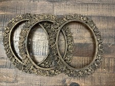 Vintage Ornate Brass Oval Picture Frames Empty Set Of 3 picture