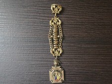 Vintage Knights of Pythias FCB Watch Fob Chain Fraternal Gold Tone Ornate picture