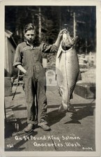 An 84 Pound King Salmon Anacortes Washington Brady RPPC Photo Postcard COPY picture