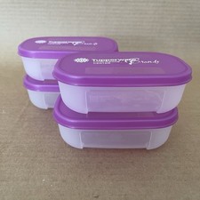 Tupperware Freezer Mates Sheer Mini 4 oz Container #4160, Purple Seal - Set of 4 picture