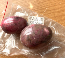 RHODONITE Pink Set of 2 Polished Gemstone Eggs 1 Regular Size & 1 Smaller Egg picture