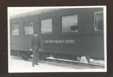 WWII WW2 Photo Passenger Coach 2nd MILITARY RAILWAY SERVICE Logo, Soldier Pistol picture