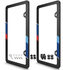 Slim Black License Plate Frame 2-pack, M Sport Stripes *New* BMW picture