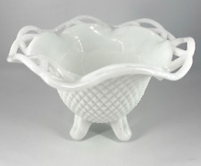 Vintage Imperial Glass Bowl Laced Milk Glass Dish Quilted Candy Bowl picture
