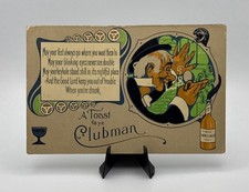 Vintage 1913 Comic Drinking Postcard A Toast To Ye Clubman Series 1 Whiskey Hobo picture