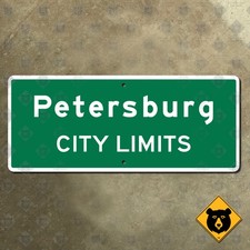 Petersburg Virginia city limits highway road sign marker boundary 24x10 picture