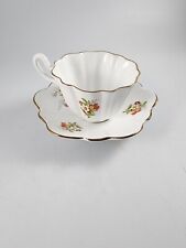 Vtg Royal Stuart Spencer Stevenson Orange White Flower Tea Cup Saucer England picture