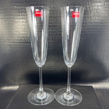 Baccarat FILAO Fluted Champagne Glass Clear Crystal Stems Signed W Stickers Set2 picture