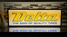 FREE SHIPPING Vintage 1990s NOS Delta Tires Double-Sided Lighted Sign Rare picture
