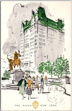 1955 The Plaza Hotel New York City Postcard Grand Army Plaza Art Deco Style picture