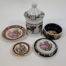 Lot of 4 Vintage Limoges France Various Shapes & Sizes Trinket Boxes Gold Trim picture