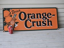 VINTAGE ORANGE CRUSH PORCELAIN SIGN OLD SODA COLA BEVERAGE  36