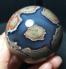 TOP 234.6G Natural Polished Football Agate Stone Sphere Ball Healing WD717 picture