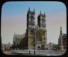 LONDON WESTMINSTER ABBEY W FRONT C1890 VICTORIAN PHOTOGRAPH Magic Lantern Slide picture