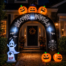 Arco Inflable Halloween 10 Pies con Fantasma Calabaza y Luces LED para Jardín picture