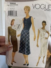 Vintage 1998 Vogue Sewing Pattern 9868 Dress Size 8-10 Uncut picture