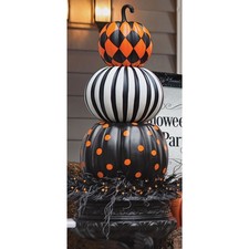 Grandin Road Halloween Stacked Pattern Pumpkins 36