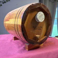 VTG Amish Country Walnut Creek Oh Ye Olde Money Barrel Bank Wood Good Condition picture