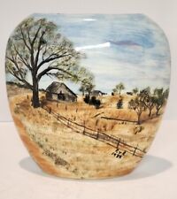 Vintage 1988 Pillow Vase Handpainted Ranch Farmhouse Country Handmade Ceramic picture