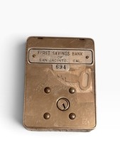 Vintage S.D. Childs Coin Bank w Working Key First Savings Bank San Jacinto CA picture