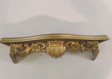 Vintage Homco 1970s Gold Wall Pocket Shelf Hollywood Regency Faux Wood 16
