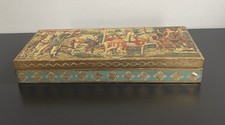 VTG Florentine Renaissance Scene Box, Gold Gilt Wooden Hand Made Florence Italy picture